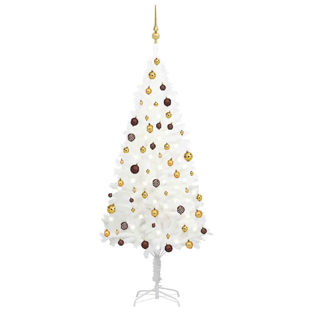 vidaXL Artificial Pre-lit Christmas Tree with Ball Set White 180 cm - 90 x 90 x 180 cm