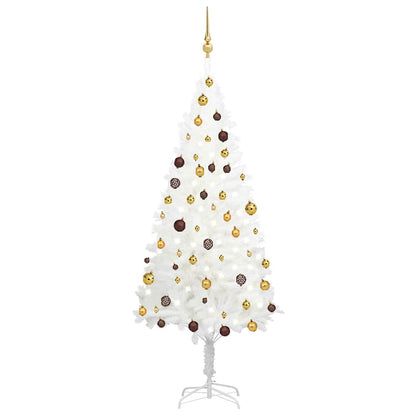 vidaXL Artificial Pre-lit Christmas Tree with Ball Set White 180 cm - 90 x 90 x 180 cm
