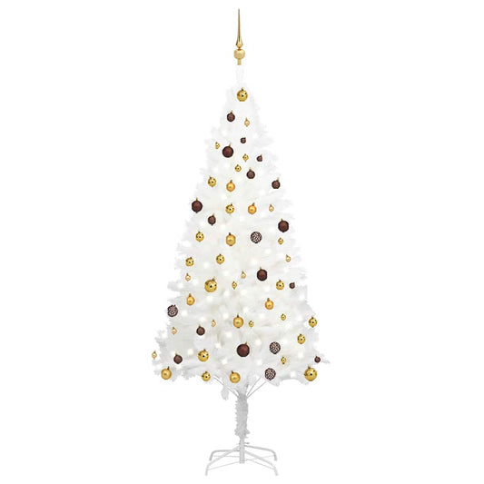 vidaXL Artificial Pre-lit Christmas Tree with Ball Set White 210 cm - 210 x 105 cm