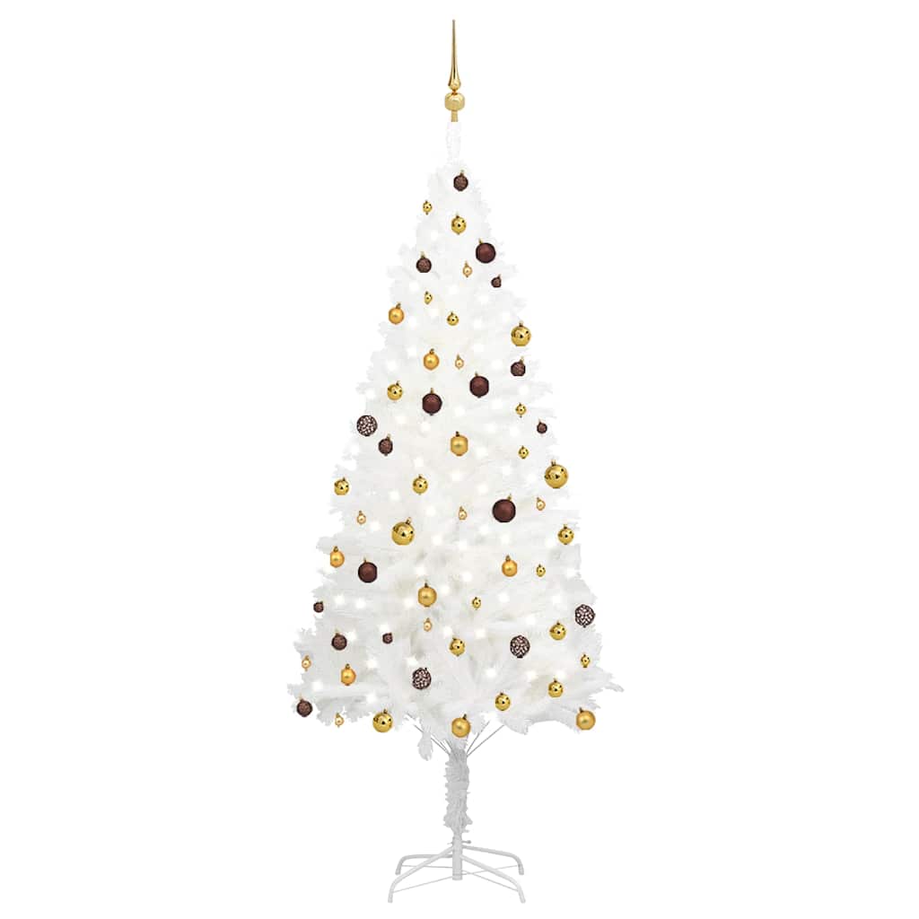 vidaXL Artificial Pre-lit Christmas Tree with Ball Set White 240 cm - 240 x 100 cm