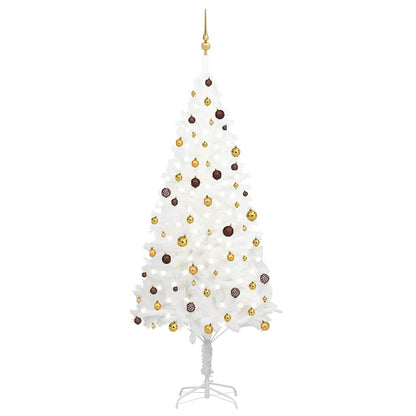 vidaXL Artificial Pre-lit Christmas Tree with Ball Set White 240 cm - 240 x 100 cm