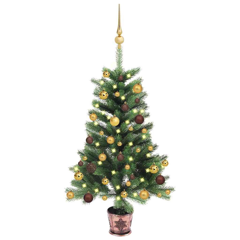 vidaXL Artificial Pre-lit Christmas Tree with Ball Set 90 cm Green - Gre - 65 x 65 x 90 cm