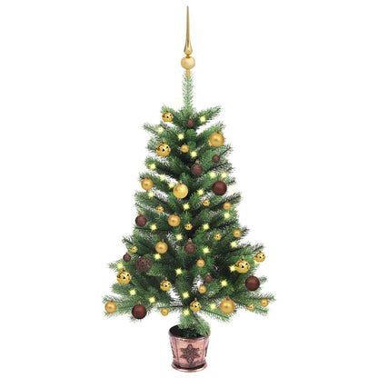 vidaXL Artificial Pre-lit Christmas Tree with Ball Set 90 cm Green - Gre - 65 x 65 x 90 cm