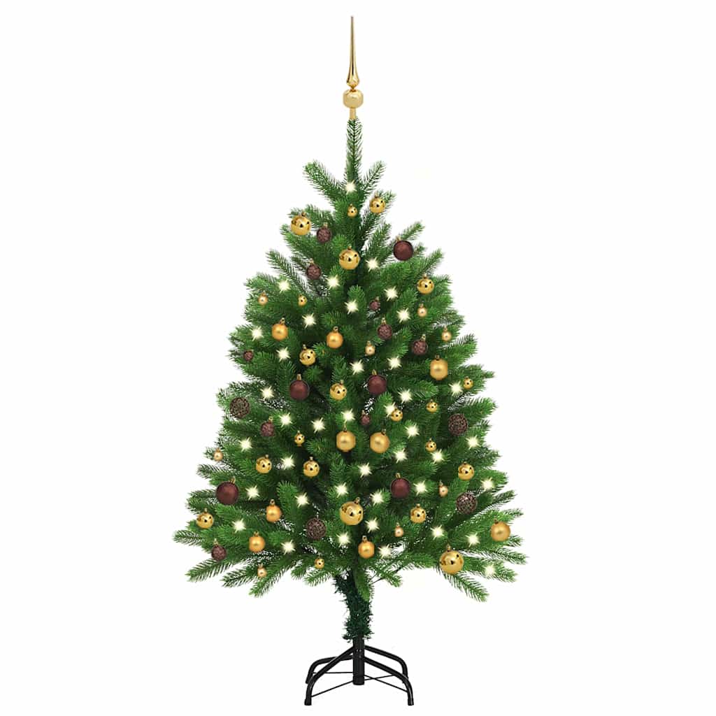vidaXL Artificial Pre-lit Christmas Tree with Ball Set 120 cm Green - Gre - 75 x 75 x 120 cm