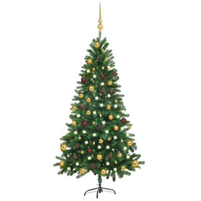 vidaXL Artificial Pre-lit Christmas Tree with Ball Set 150 cm Green - Gre - 75 x 75 x 150 cm