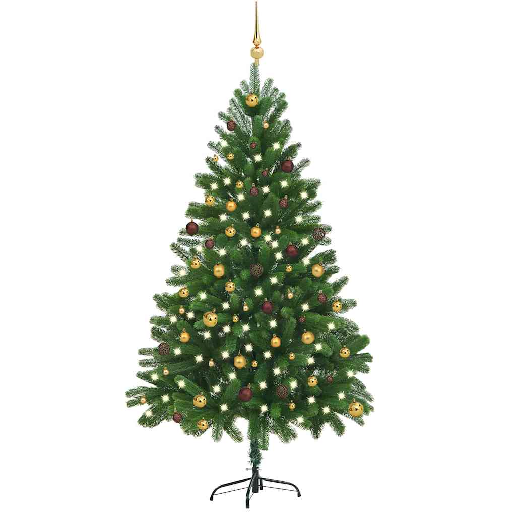 vidaXL Artificial Pre-lit Christmas Tree with Ball Set 210 cm Green - Gre - 105 x 105 x 210 cm