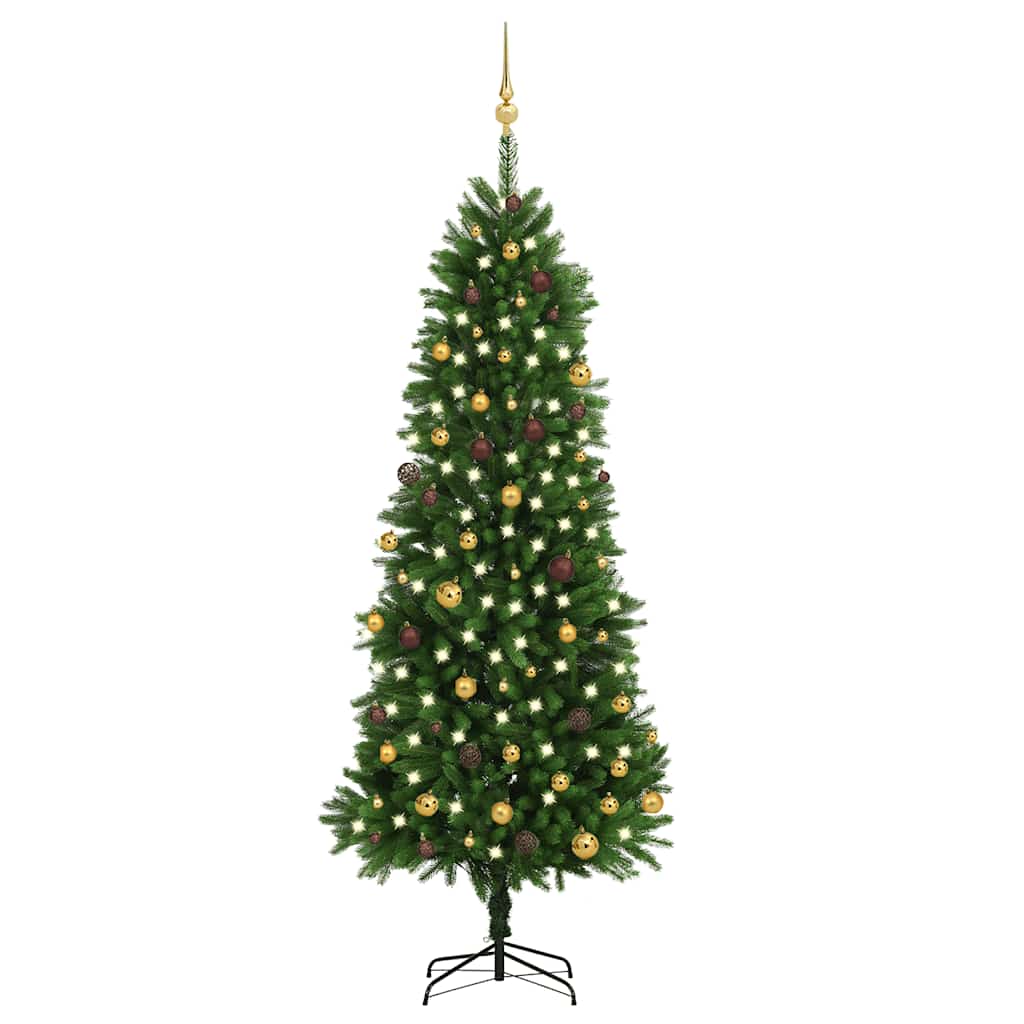 vidaXL Artificial Pre-lit Christmas Tree with Ball Set 240 cm Green - 240 x 100 cm