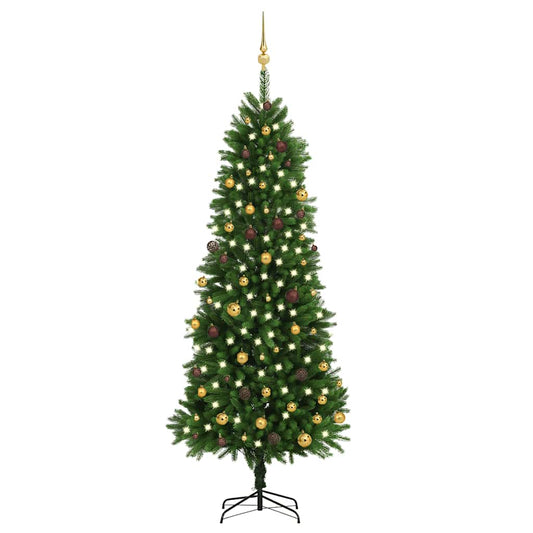 vidaXL Artificial Pre-lit Christmas Tree with Ball Set 240 cm Green - 240 x 100 cm