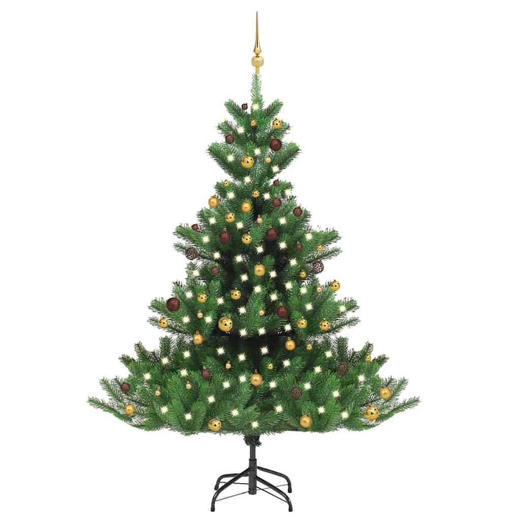 vidaXL Nordmann Fir Artificial Christmas Tree LED&Ball Set Green 210cm - 210 x 150 cm