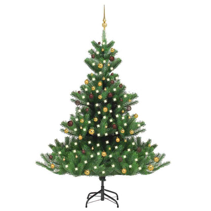vidaXL Nordmann Fir Artificial Christmas Tree LED&Ball Set Green 210cm - 210 x 150 cm