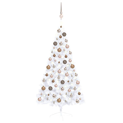 vidaXL Artificial Half Pre-lit Christmas Tree with Ball Set White 150 cm - 95 x 95 x 150 cm