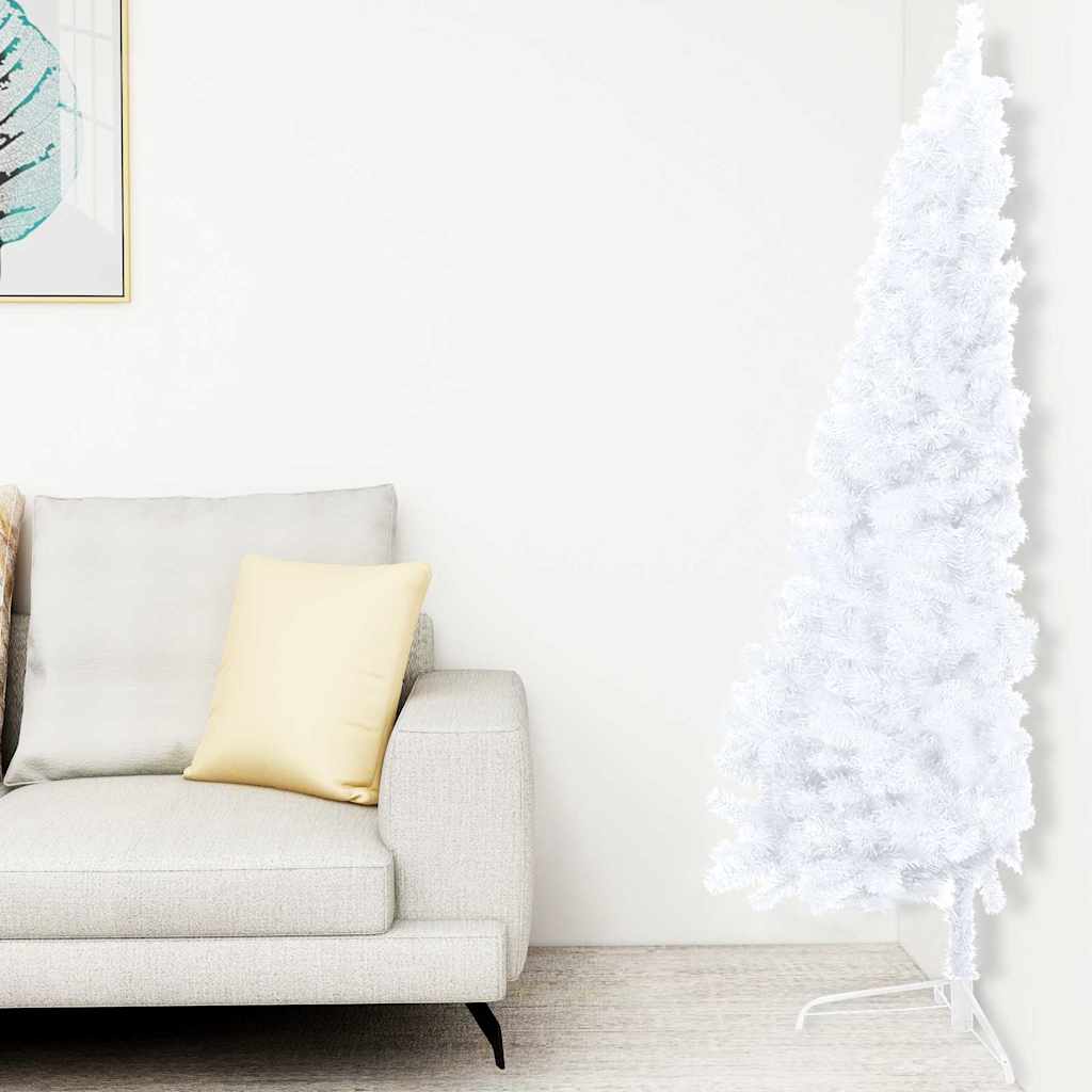 vidaXL Artificial Half Pre-lit Christmas Tree with Ball Set White 150 cm - 95 x 95 x 150 cm