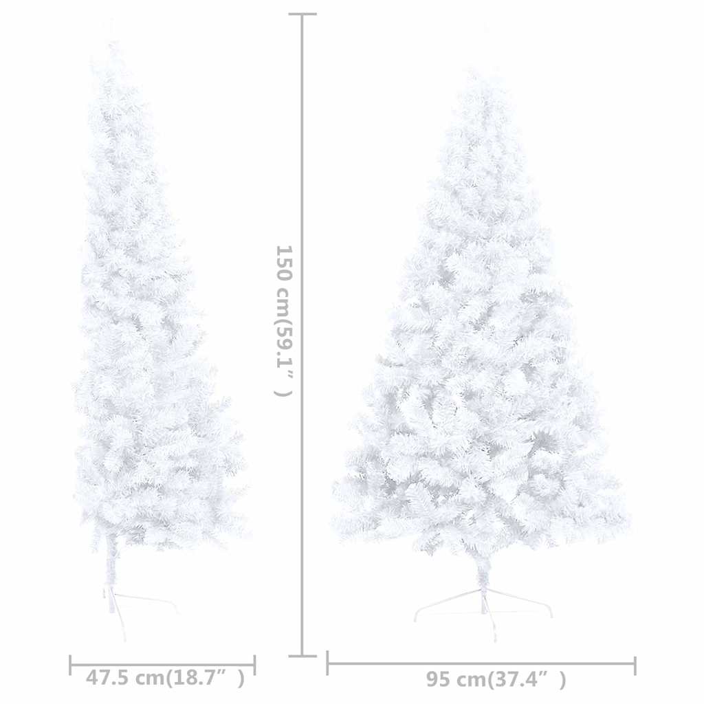 vidaXL Artificial Half Pre-lit Christmas Tree with Ball Set White 150 cm - 95 x 95 x 150 cm