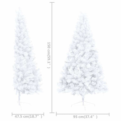vidaXL Artificial Half Pre-lit Christmas Tree with Ball Set White 150 cm - 95 x 95 x 150 cm