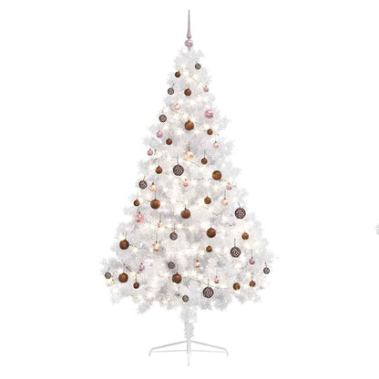 vidaXL Artificial Half Pre-lit Christmas Tree with Ball Set White 180 cm - 115 x 115 x 180 cm