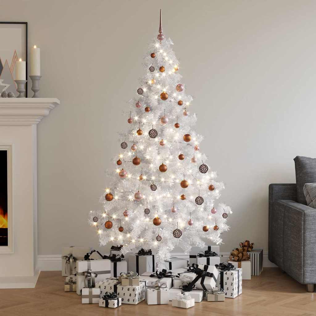 vidaXL Artificial Half Pre-lit Christmas Tree with Ball Set White 180 cm - 115 x 115 x 180 cm