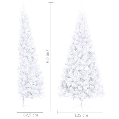 vidaXL Artificial Half Pre-lit Christmas Tree with Ball Set White 240 cm