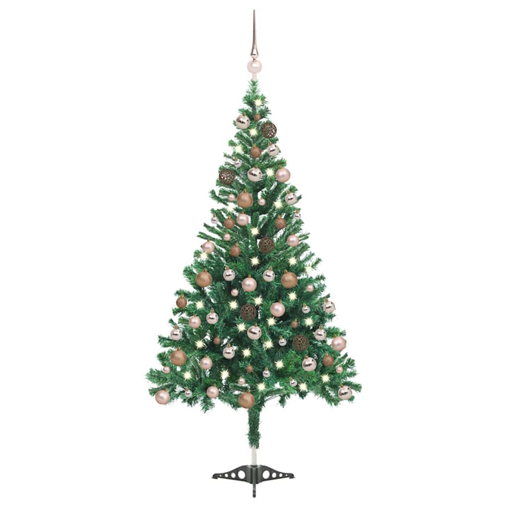 vidaXL Artificial Pre-lit Christmas Tree Ball Set 120 cm 230 Branches - Gre - 65 x 30 x 120 cm