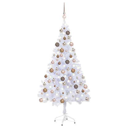 vidaXL Artificial Pre-lit Christmas Tree Ball Set 150 cm 380 Branches - White - 70 x 35 x 150 cm