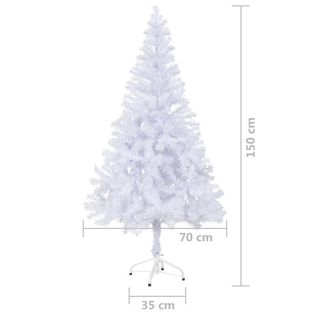 vidaXL Artificial Pre-lit Christmas Tree Ball Set 150 cm 380 Branches - White - 70 x 35 x 150 cm