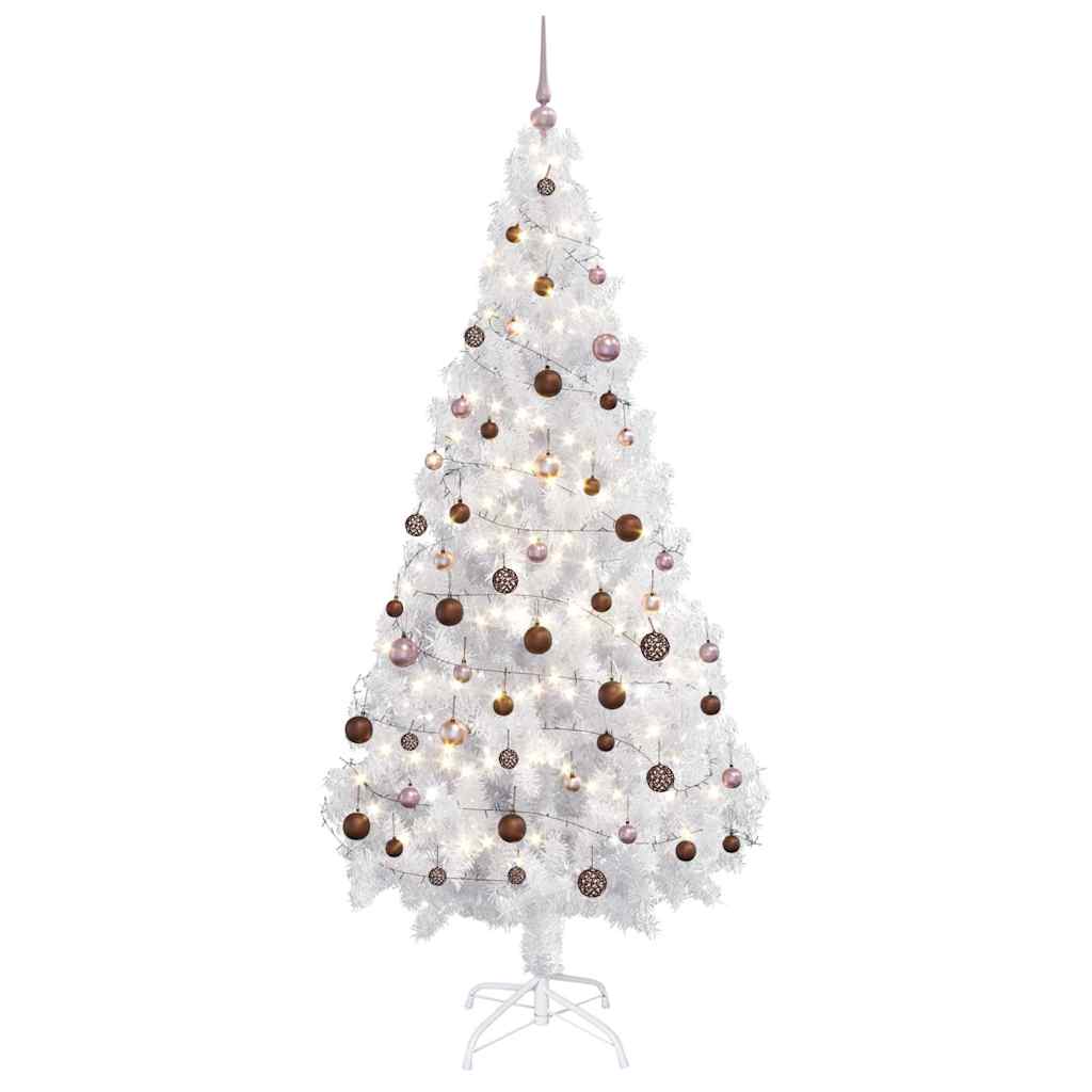 vidaXL Artificial Pre-lit Christmas Tree with Ball Set 180cm 620 Branches - White - 90 x 40 x 180 cm