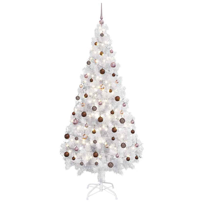 vidaXL Artificial Pre-lit Christmas Tree with Ball Set 180cm 620 Branches - White - 90 x 40 x 180 cm