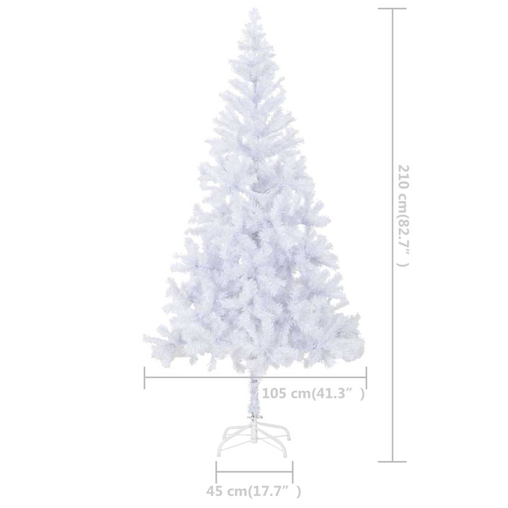 vidaXL Artificial Pre-lit Christmas Tree with Ball Set 210cm 910 Branches - White - 105 x 45 x 210 cm