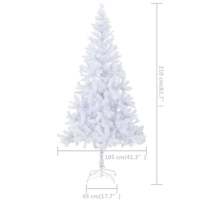 vidaXL Artificial Pre-lit Christmas Tree with Ball Set 210cm 910 Branches - White - 105 x 45 x 210 cm