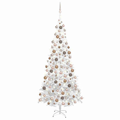 vidaXL Artificial Pre-lit Christmas Tree with Ball Set L 240 cm White - 120 x 120 x 240 cm