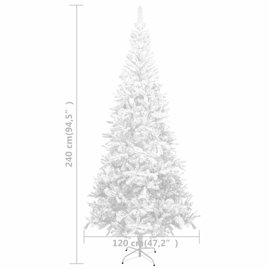 vidaXL Artificial Pre-lit Christmas Tree with Ball Set L 240 cm White - 120 x 120 x 240 cm