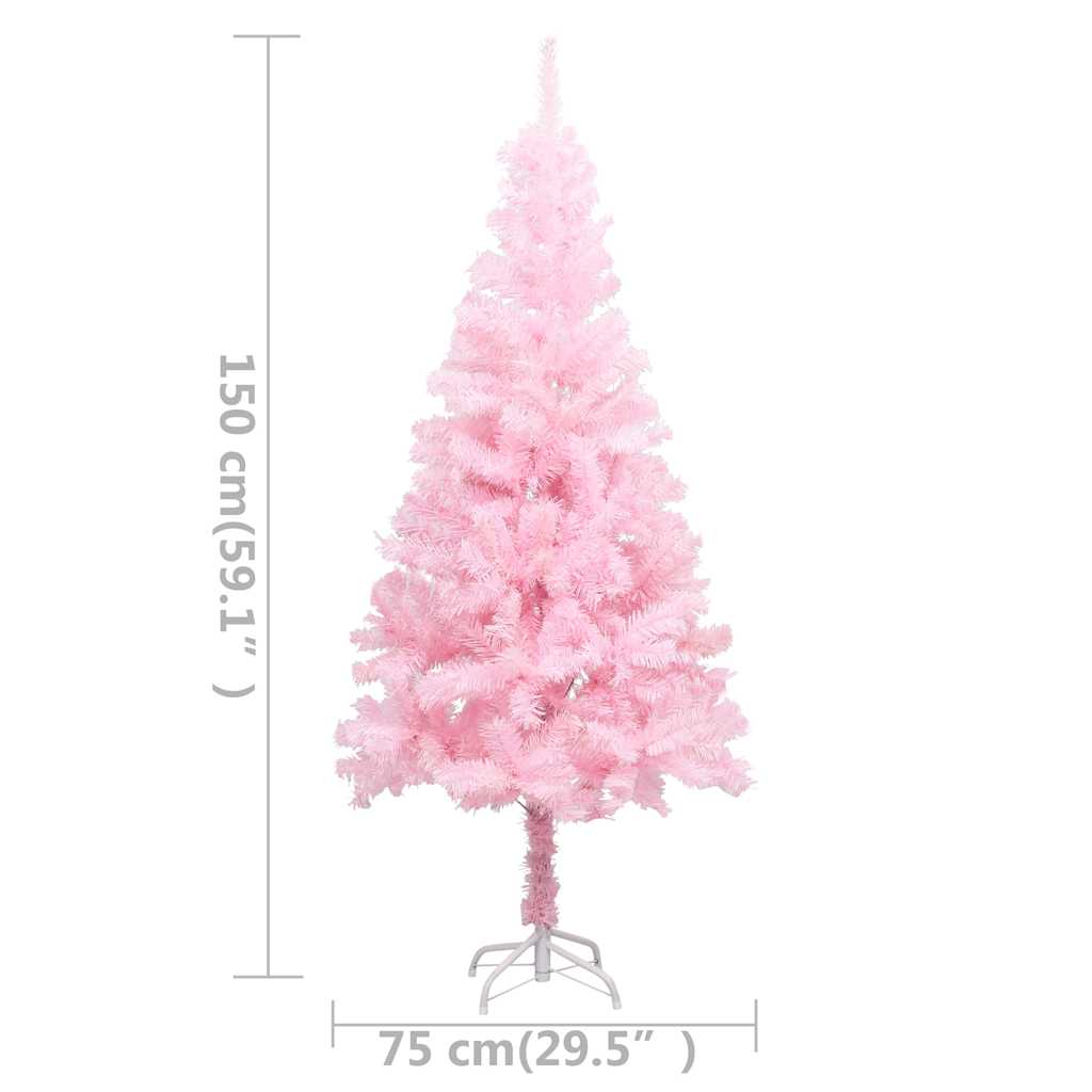 vidaXL Artificial Pre-lit Christmas Tree with Ball Set Pink 150 cm PVC - 75 x 75 x 150 cm