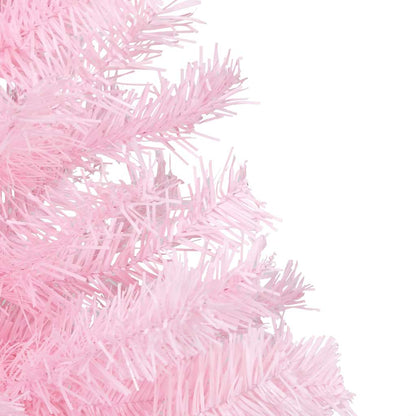 vidaXL Artificial Pre-lit Christmas Tree with Ball Set Pink 210 cm PVC - 120 x 120 x 210 cm - 134497