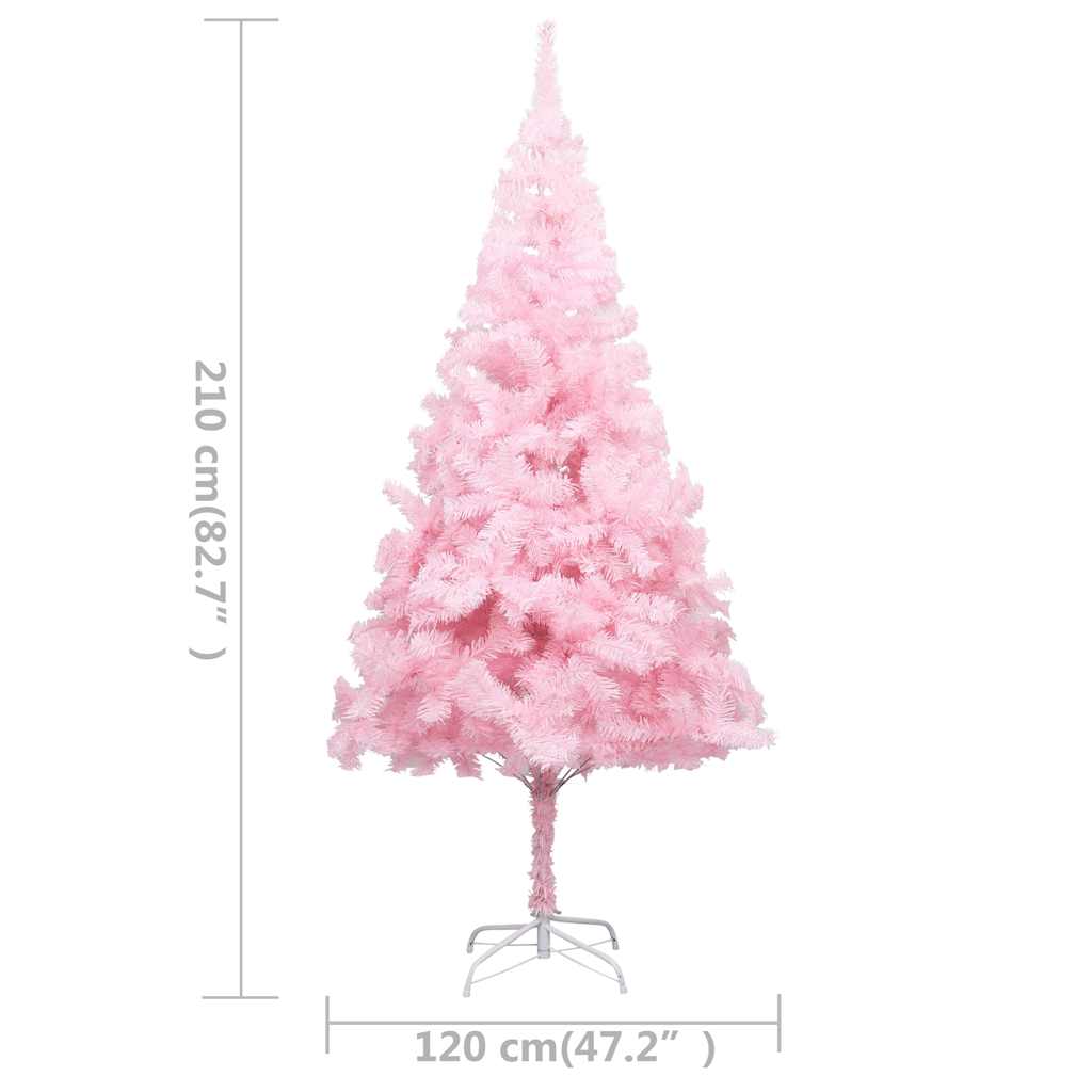 vidaXL Artificial Pre-lit Christmas Tree with Ball Set Pink 210 cm PVC - 120 x 120 x 210 cm - 134497