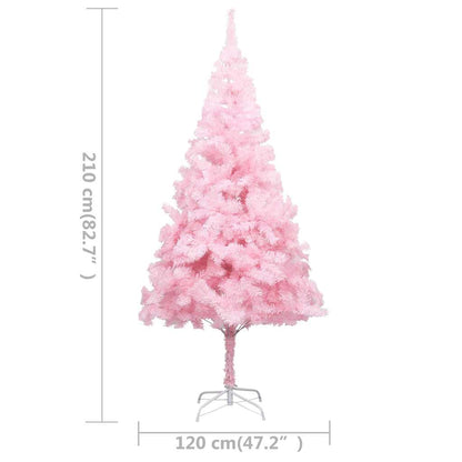 vidaXL Artificial Pre-lit Christmas Tree with Ball Set Pink 210 cm PVC - 120 x 120 x 210 cm - 134497
