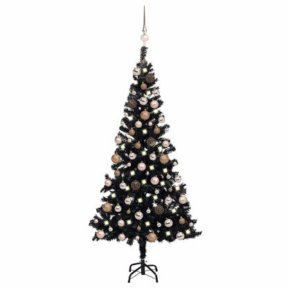 vidaXL Artificial Pre-lit Christmas Tree with Ball Set Black 120cm PVC - 65 x 65 x 120 cm