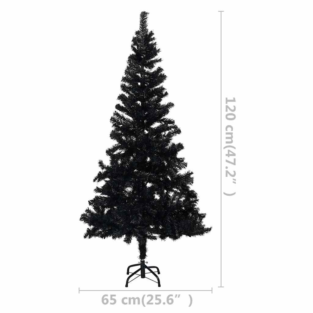 vidaXL Artificial Pre-lit Christmas Tree with Ball Set Black 120cm PVC - 65 x 65 x 120 cm