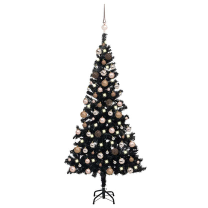 vidaXL Artificial Pre-lit Christmas Tree with Ball Set Black 150cm PVC - 75 x 75 x 150 cm