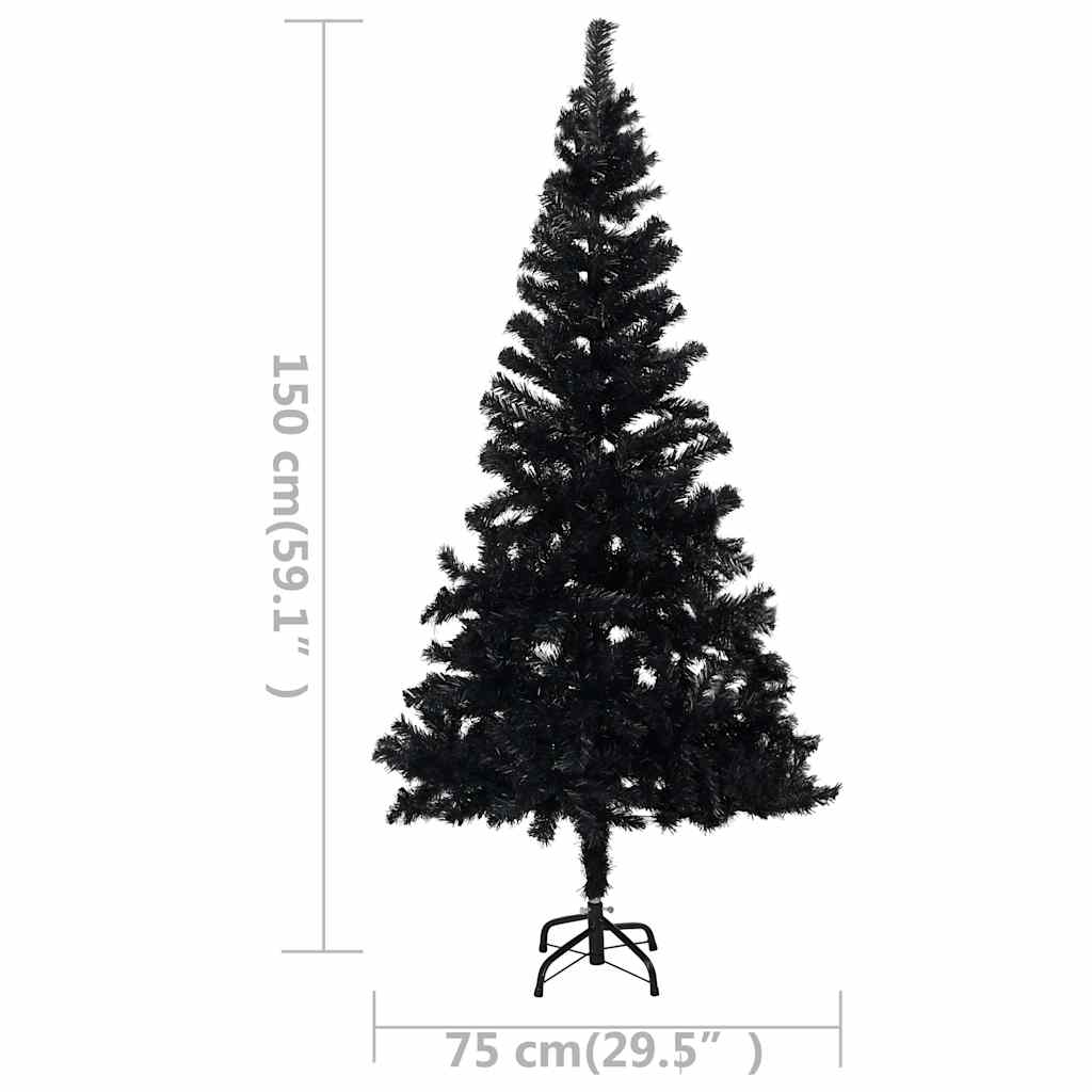 vidaXL Artificial Pre-lit Christmas Tree with Ball Set Black 150cm PVC - 75 x 75 x 150 cm