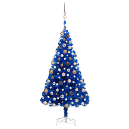 vidaXL Artificial Pre-lit Christmas Tree with Ball Set Blue 180 cm PVC - 90 x 90 x 180 cm - 134542