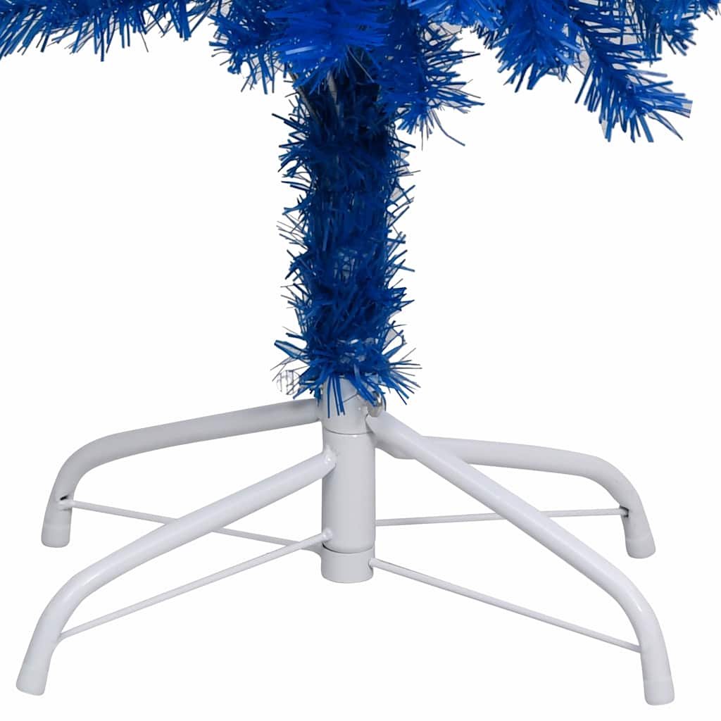 vidaXL Artificial Pre-lit Christmas Tree with Ball Set Blue 180 cm PVC - 90 x 90 x 180 cm - 134542