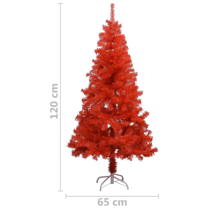 vidaXL Artificial Pre-lit Christmas Tree with Ball Set Red 120 cm PVC - 65 x 65 x 120 cm - 134552
