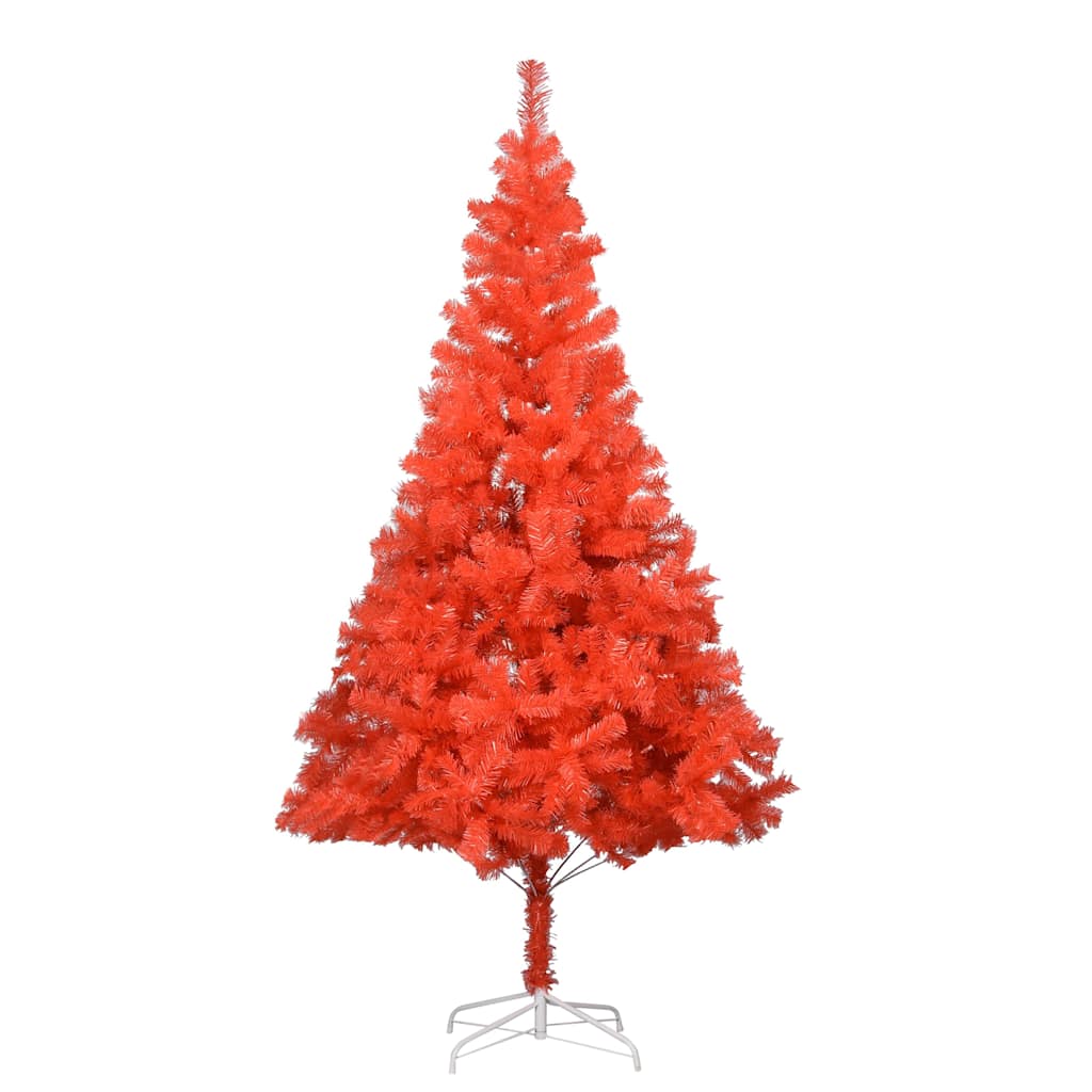 vidaXL Artificial Pre-lit Christmas Tree with Ball Set Red 210 cm PVC - 120 x 120 x 210 cm - 134577