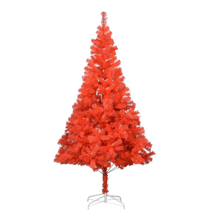 vidaXL Artificial Pre-lit Christmas Tree with Ball Set Red 210 cm PVC - 120 x 120 x 210 cm - 134577