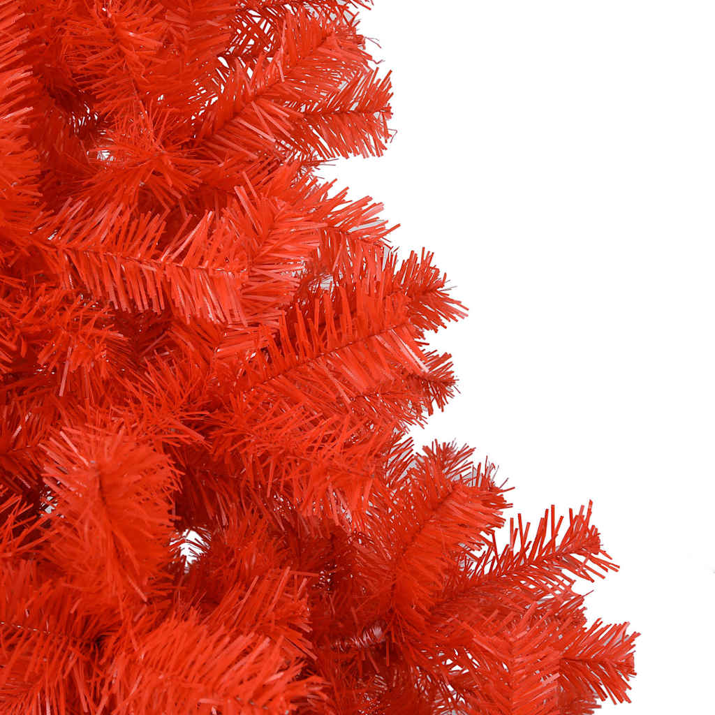 vidaXL Artificial Pre-lit Christmas Tree with Ball Set Red 210 cm PVC - 120 x 120 x 210 cm - 134577