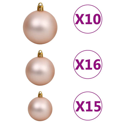 vidaXL Artificial Pre-lit Christmas Tree with Ball Set Red 210 cm PVC - 120 x 120 x 210 cm - 134577