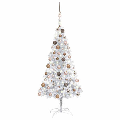 vidaXL Artificial Pre-lit Christmas Tree with Ball Set Silver 120 cm - 65 x 65 x 120 cm