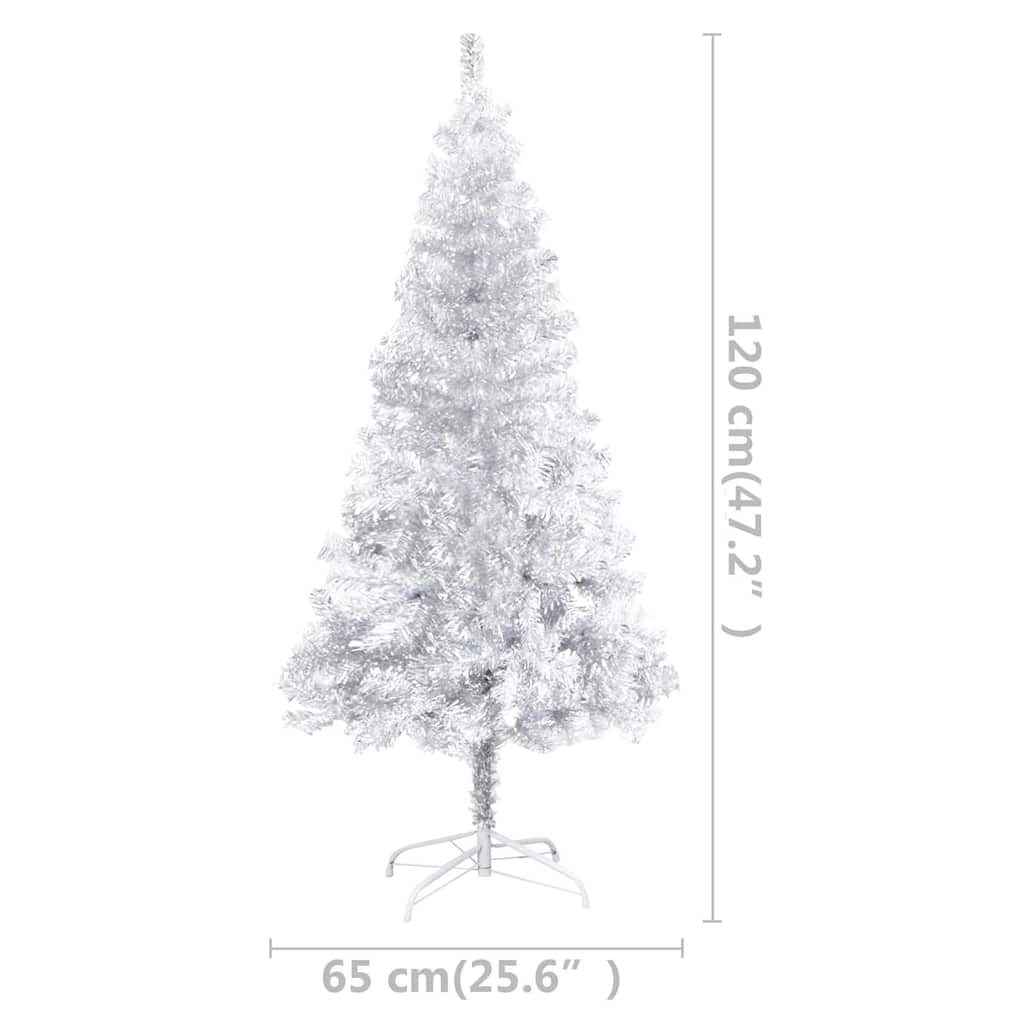 vidaXL Artificial Pre-lit Christmas Tree with Ball Set Silver 120 cm - 65 x 65 x 120 cm