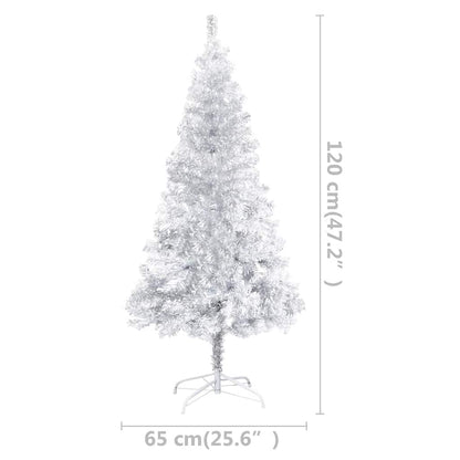 vidaXL Artificial Pre-lit Christmas Tree with Ball Set Silver 120 cm - 65 x 65 x 120 cm