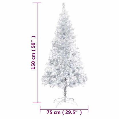 vidaXL Artificial Pre-lit Christmas Tree with Ball Set Silver 150 cm PET - 75 x 75 x 150 cm