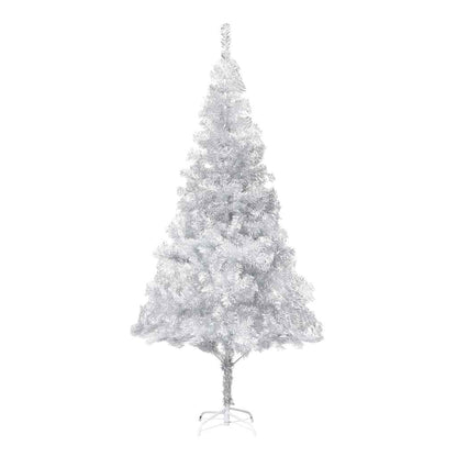 vidaXL Artificial Pre-lit Christmas Tree with Ball Set Silver 210 cm PET - 120 x 120 x 210 cm - 134610